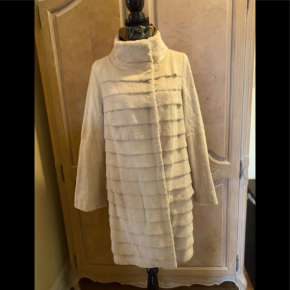 Trilogy, Michael McCollon collection Luxury White Rabbit Fur coat,Neiman Marcus.